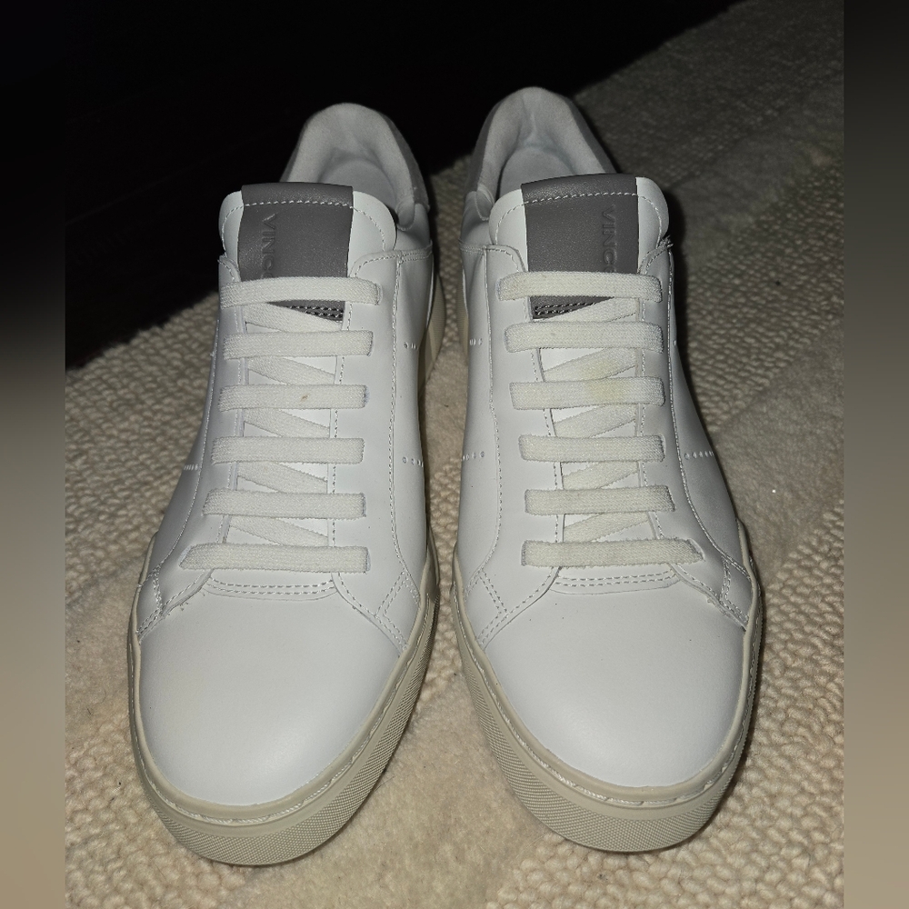 VINCE Men's MERCER SLIP-ON White and Gray Leather Sneakers Size 8.5 NWOT